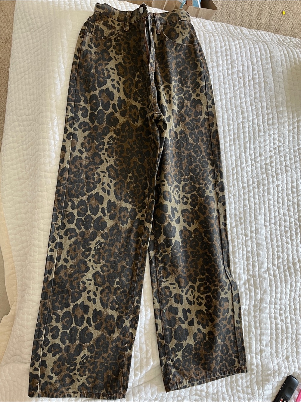 Kids Leopard Print Wide-Leg Pants - Brown/Black